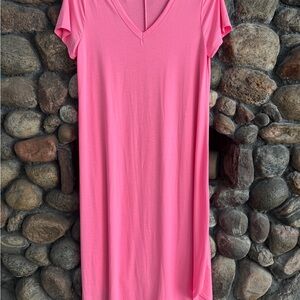 V-Neck Pink Maxi Dress